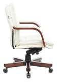 Кресло руководителя Бюрократ T-9927WALNUT-LOW слоновая кость кожа низк.спин. крестов. металл/дерево