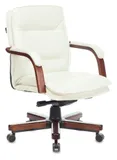 Кресло руководителя Бюрократ T-9927WALNUT-LOW слоновая кость кожа низк.спин. крестов. металл/дерево