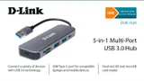 Концентратор USB D-Link DUB-1325/A1A, 2-port USB 3.0, USB Type-C port, SD and microSD card slots Hub.2 downstream USB type A (female) ports, 1 downstream USB type C (female) port, 1 upstream USB type A (male), 1 SD