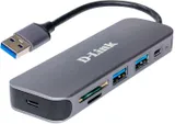 Концентратор USB D-Link DUB-1325/A1A, 2-port USB 3.0, USB Type-C port, SD and microSD card slots Hub.2 downstream USB type A (female) ports, 1 downstream USB type C (female) port, 1 upstream USB type A (male), 1 SD
