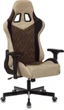 Кресло игровое Zombie VIKING 7 KNIGHT Fabric коричневый/бежевый ткань/эко.кожа с подголов. крестов. металл