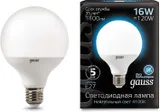 Лампа светодиодная Gauss G95 16Вт цок.:E27 шар 220B 4100K св.свеч.бел.нейт. (упак.:1шт) (105102216)