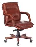 Кресло руководителя Бюрократ T-9927WALNUT-LOW светло-коричневый Leather Eichel кожа низк.спин. крестов. металл/дерево