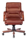 Кресло руководителя Бюрократ T-9927WALNUT-LOW светло-коричневый Leather Eichel кожа низк.спин. крестов. металл/дерево