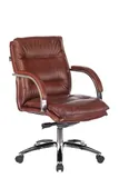 Кресло руководителя Бюрократ T-9927SL-LOW светло-коричневый Leather Eichel кожа низк.спин. крестов. металл хром