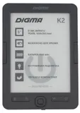 Электронная книга Digma K2 6" E-ink HD Pearl 758x1024 600MHz/4Gb/microSDHC/подсветка дисплея темно-серый