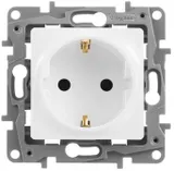 Розетка силов. Legrand Etika 672222 скрыт. зазем. штор. IP21 белый
