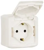 Розетка силов. Legrand Quteo 782321 откр. зазем. штор. крыш. IP44 белый