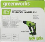 Перфоратор Greenworks GD24SDS1 патрон:SDS-plus уд.:1.2Дж аккум. (кейс в комплекте)