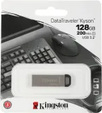 Флеш Диск Kingston 128Gb DataTraveler Kyson DTKN/128GB USB3.1 серебристый/черный