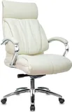 Кресло руководителя Бюрократ T-9904NSL слоновая кость кожа с подголов. крестовина металл хром