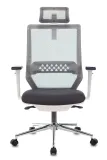 Кресло руководителя Бюрократ MC-W612N-H темно-серый TW-04 38-417 с подголов. крестов. металл хром пластик белый