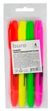 Набор текстовыделителей Buro 1-4мм 4цв. пакет с европодвесом