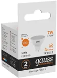 Лампа светодиодная Gauss Elementary MR16 7Вт цок.:GU5.3 спот 220B 3000K св.свеч.бел.теп. MR16 (упак.:10шт) (13517)