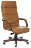 Кресло руководителя Бюрократ T-9927WALNUT горчичный кожа крестов. металл/дерево