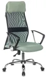 Кресло руководителя Бюрократ KB-6N черный TW-01 сиденье зеленый 38-407 сетка/ткань с подголов. крестов. металл хром