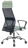 Кресло руководителя Бюрократ KB-6N черный TW-01 сиденье зеленый 38-407 сетка/ткань с подголов. крестов. металл хром