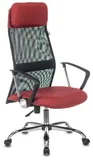 Кресло руководителя Бюрократ KB-6N черный TW-01 сиденье красный 38-410 сетка/ткань с подголов. крестов. металл хром