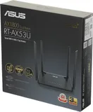 Роутер ASUS RT-AX53U// 802.11b/g/n/ac/ax, 574 + 1201 Mbps, 2,4 + 5 gGz, 4 antenna, USB ; 90IG06P0-MO3500