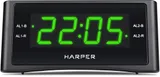 Радиобудильник Harper HCLK-1006 черный LED подсв:зеленая часы:цифровые AM/FM