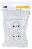 Розетка силов. IEK Октава ERO20-K01-10-DC 2розет. двойн. откр. крыш. IP20 белый (упак.:1шт)
