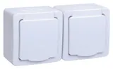 Розетка силов. IEK Гермес Plus ERMP22-K01-16-54-EC 2розет. двойн. откр. зазем. крыш. IP54 белый (упак.:1шт)