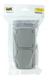 Розетка силов. IEK Aquatic ERA22-K03-16-54 2розет. двойн. откр. зазем. штор. крыш. IP54 серый (упак.:1шт)