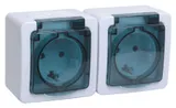 Розетка силов. IEK Гермес Plus ERMP22-K03-16-54-EC 2розет. двойн. откр. зазем. крыш. IP54 белый/серый (упак.:1шт)