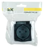 Розетка силов. IEK Гермес Plus ERMP22-K03-16-54-EC 2розет. двойн. откр. зазем. крыш. IP54 белый/серый (упак.:1шт)