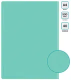 Папка с 40 прозр.вклад. Бюрократ Pastel PAST40GRN A4 пластик 0.5мм торц.карм с бум. встав мятный