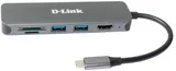 Концентратор usb D-Link USB-C Docking Station, 2xUSB 3.0 + USB-C/PD3.0 + HDMI, SD/microSD Card Reader