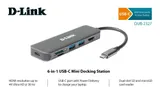 Концентратор usb D-Link USB-C Docking Station, 2xUSB 3.0 + USB-C/PD3.0 + HDMI, SD/microSD Card Reader