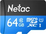 Носитель информации Netac P500 Standard 64GB MicroSDXC U1/C10 up to 90MB/s, retail pack card only