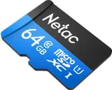 Носитель информации Netac P500 Standard 64GB MicroSDXC U1/C10 up to 90MB/s, retail pack card only