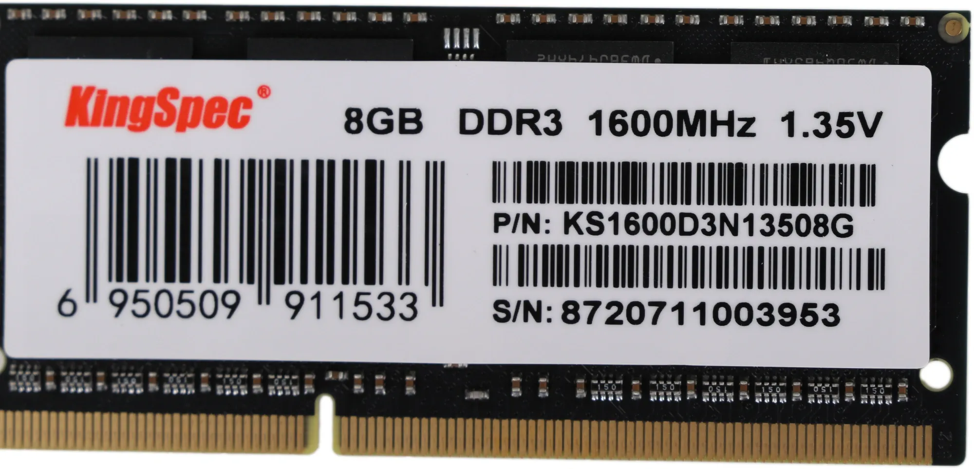 Память DDR3L 8GB 1600MHz Kingspec KS1600D3N13508G RTL PC3L-12800 CL11 SO-DIMM 204-pin 1.35В single rank Ret