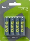 Батарея Buro Alkaline LR6 AA (4шт) блистер