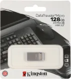 Флеш Диск Kingston 128GB DataTraveler Micro DTMC3G2/128GB USB3.2 серебристый