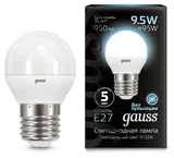 Лампа светодиодная Gauss 9.5Вт цок.:E27 шар 220B 4100K св.свеч.бел.нейт. P45 (упак.:1шт) (105102210)