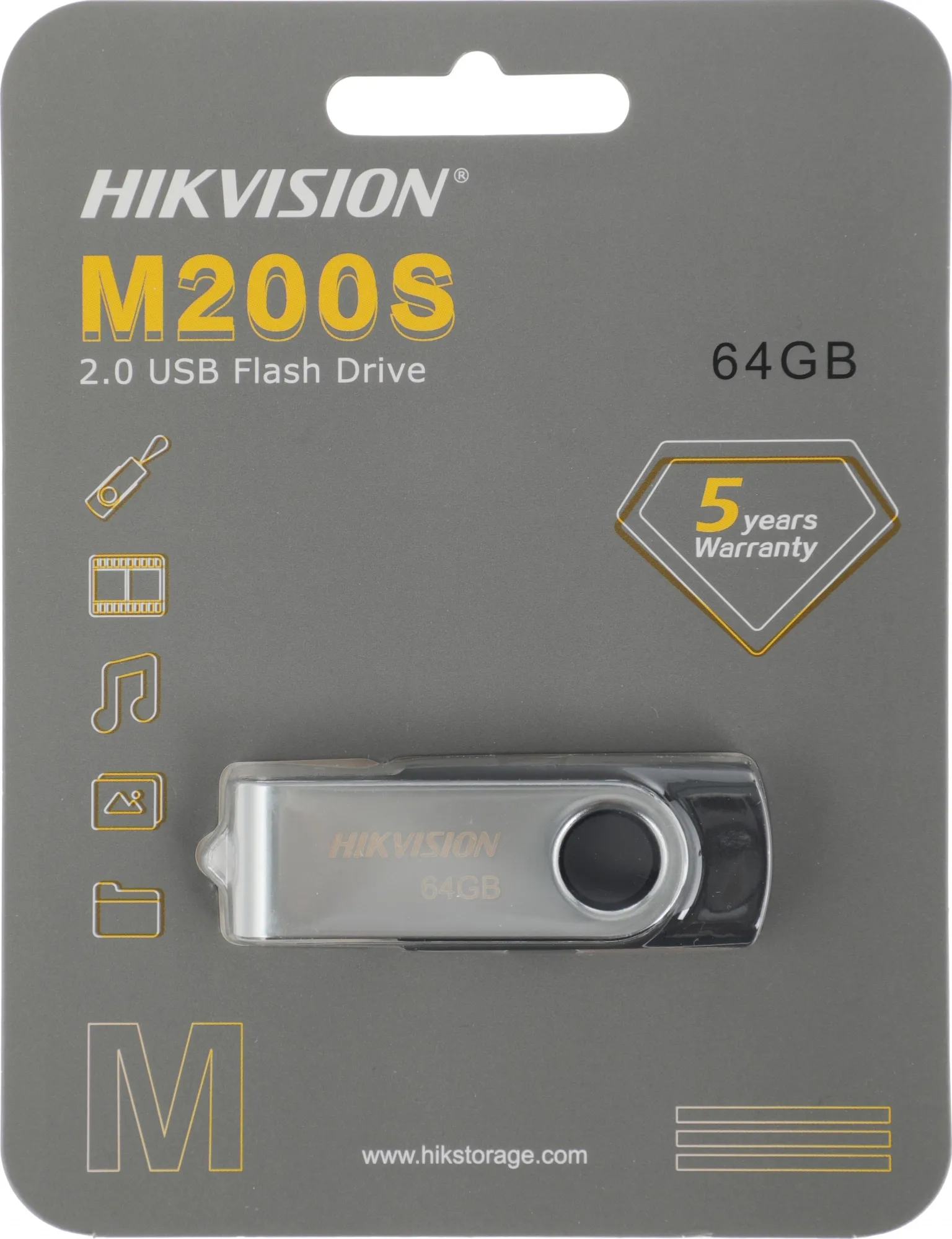 Флеш Диск Hikvision 64Gb M200S HS-USB-M200S/64G USB2.0 черный