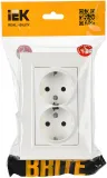 Розетка силов. IEK Brite РСш12-3-БрБ BR-R24-16-K01-F 2розет. двойн. скрыт. зазем. штор. IP20 белый (упак.:1шт)