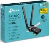 TP-Link ARCHER TX55E, AX3000 Двухдиапазонный адаптер Wi-Fi 6 Bluetooth PCI Express, до 574 Мбит/с на 2,4 ГГц + до 2402 Мбит/с на 5 ГГц, 2 антенны с высоким коэффициентом усиления