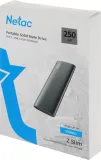 SSD накопитель Netac Z SLIM Black 250GB USB 3.2 Gen 2 Type-C External SSD, R/W up to 550MB/480MB/s,with USB-C to USB-A cable and USB-A to USB-C adapter 3Y wty