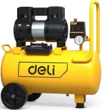 Компрессор поршневой Deli DL-WKY25-E1 безмасляный 80л/мин 25л 1200Вт желтый/черный