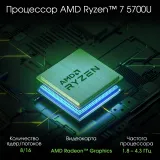 Ноутбук Digma Pro Breve Ryzen 7 5700U 16Gb SSD512Gb AMD Radeon 15.6" IPS FHD (1920x1080) Windows 11 Professional silver WiFi BT Cam 4500mAh (DN15R7-ADXW01)