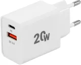 Сетевое зар./устр. Digma DGW2D 20W 3A+1A (PD+QC) USB-C/USB-A универсальное белый (DGW2D0F110WH)