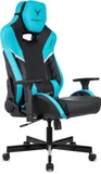 Кресло игровое Knight Thunder 5X черный/голубой эко.кожа крестов. металл