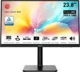 Монитор MSI Modern MD2412P 23.8" 16:9 FHD(1920x1080) IPS Flat,1ms(MPRT),1000:1,100M:1,300nit,178/178,HDMI 1.4,USB-C,Speaker,Tilt,Swivel,Height,Pivot,VESA,100Hz,Black,1y war-ty
