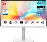 Монитор MSI Modern MD2412PW 23.8" 16:9 FHD(1920x1080) IPS Flat,1ms(MPRT),1000:1,100M:1,300nit,178/178,HDMI 1.4,USB-C,Speaker,Tilt,Swivel,Height,Pivot,VESA,100Hz,White,1y war-ty