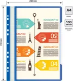 Папка-скоросшиватель Бюрократ PS-P20BLU A4 прозрач.верх.лист боков.перф. пластик синий