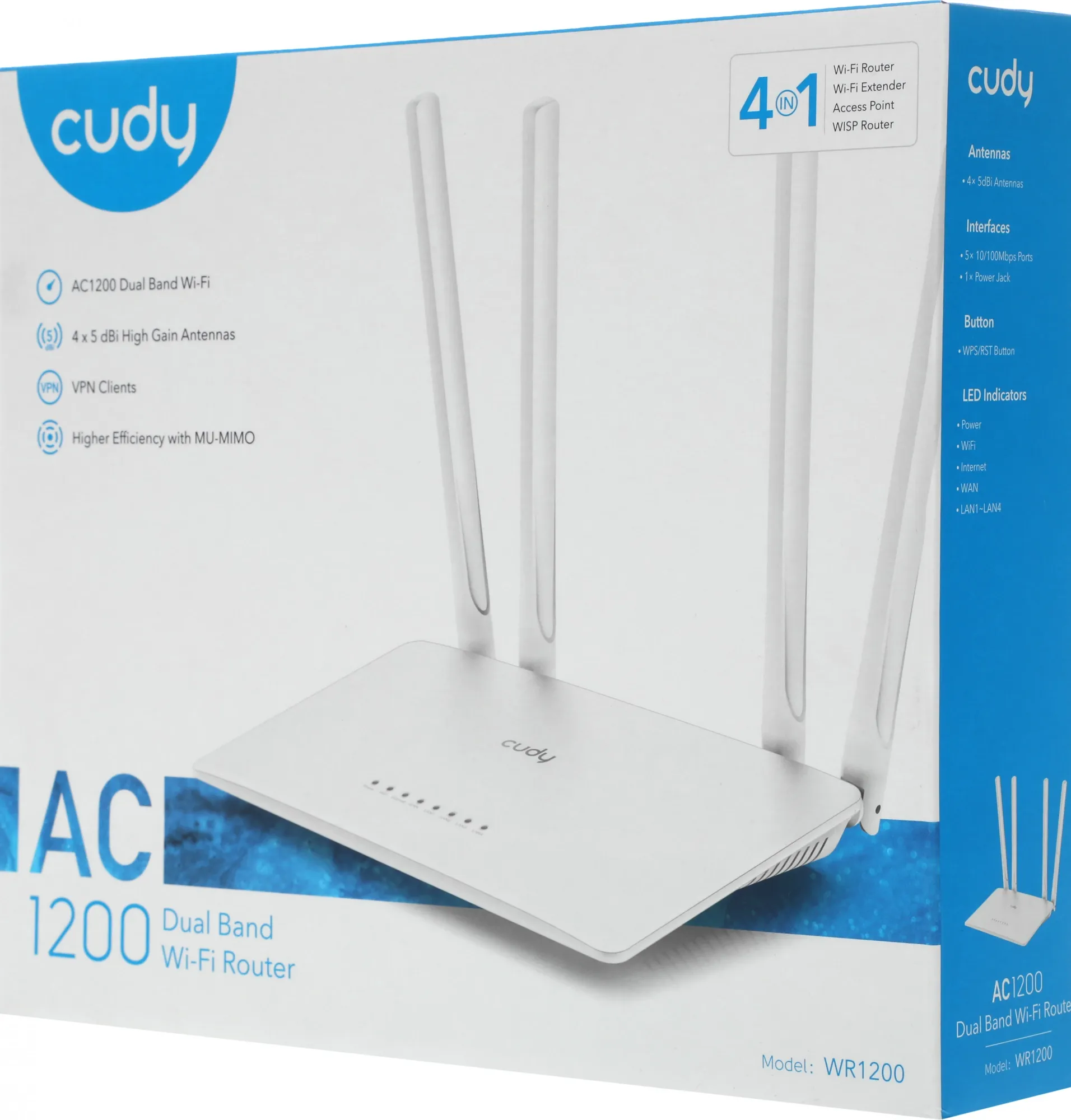 Роутер беспроводной Cudy WR1200 AC1200 10/100BASE-TX белый